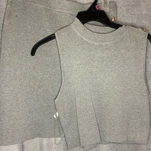 mini grey skirt set
